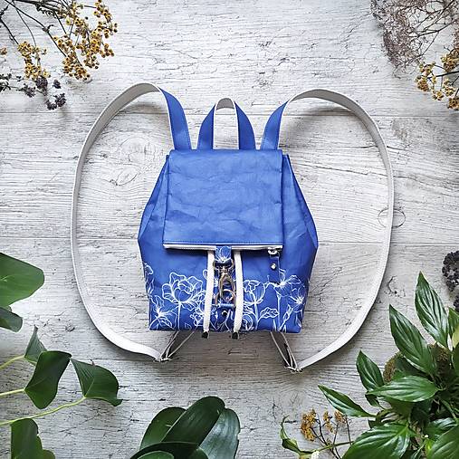 Ruksak CANDY backpack - modré kvety v linke