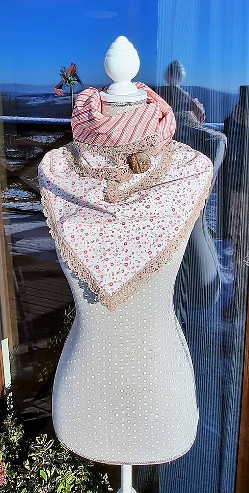 Šatky - Obojstranná bavlnená šatka so zapínaním - 12857351_