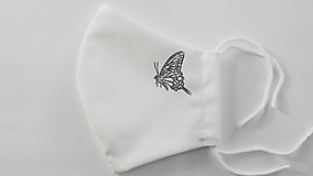 Rúška -   saténové rúško biele motýľ  (tenšie vnútro) - 12780507_