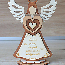 Dekorácie - Rodina, láska žena-Anjel s textom (Hnedá 12,5x18,5cm) - 12855473_