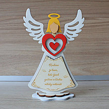 Dekorácie - Rodina, láska žena-Anjel s textom (Biela 12,5x18,5cm) - 12855479_