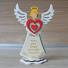 Dekorácie - Rodina, láska Muž-Drevený anjel (Biela 13x19cm) - 12855971_