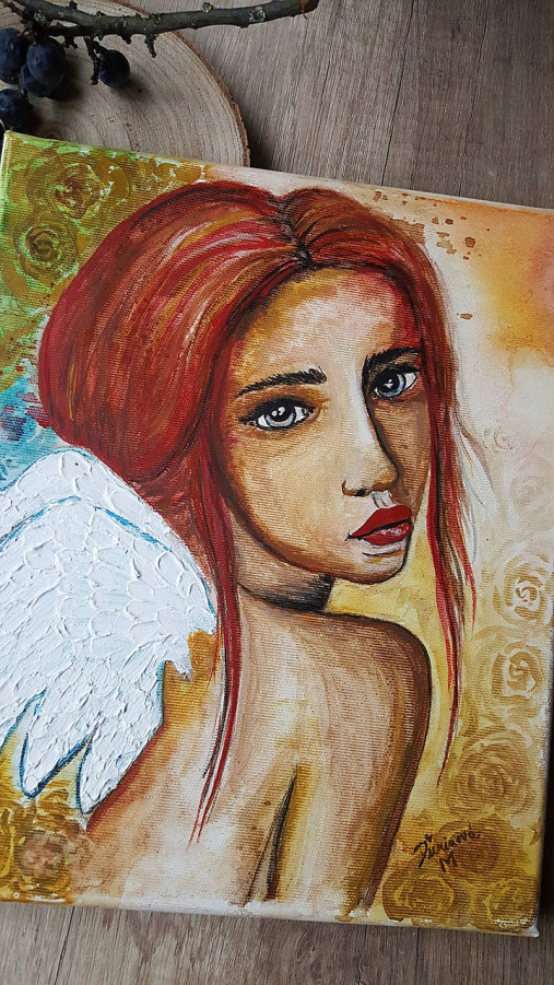 Anjel nádeje - akvarel na plátne