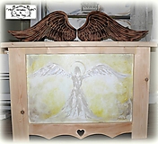 Nábytok - Maľovaná truhlica s výrezmi" Anjel" :) - 12860502_
