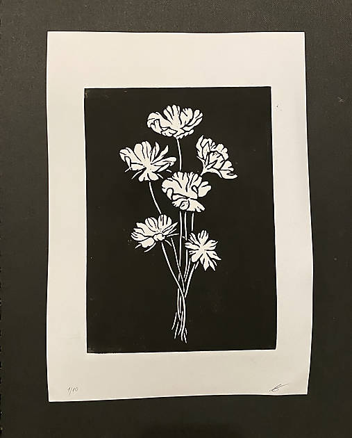 Lúčne kvety - linoryt A4 (#1)