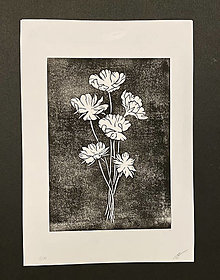 Grafika - Lúčne kvety - linoryt A4 (#5) - 12862408_