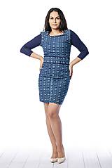 Šaty - Modrotlačové šaty s opaskom - 12865385_