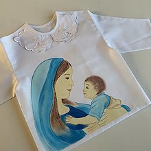 Detské oblečenie - Maľovaná krstná košieľka s bábätkom v náručí Panny Márie (Len košieľka) - 12864964_