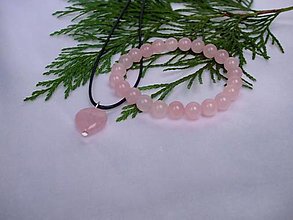 Sady šperkov - Súprava z ruženínu - prívesok srdce a náramok 2 - 12867104_