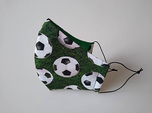 Dizajnové rúško futb. lopty zelené  tvarované dvojvrstvové