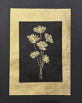 Grafika - Lúčne kvety #10 - linoryt A4 - lokta papier - 12871495_