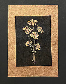 Grafika - Lúčne kvety #9 - linoryt A4 - lokta papier - 12871493_