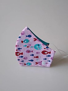 Rúška - Dizajnové rúško rybky fialové tvarované dvojvrstvové - 12875263_