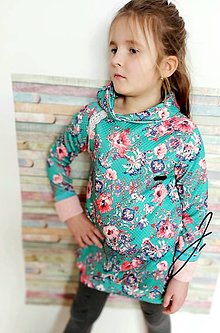 Detské oblečenie - Mikino-šaty kvietkované - 12873144_