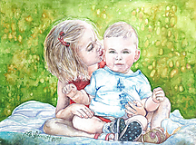 Obrazy - Akvarelový obraz na želanie - Detský portrét - 12873173_