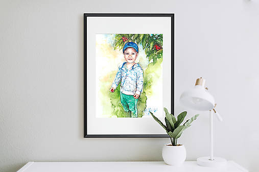 Akvarelový obraz na želanie - detský portrét (50x70 cm)