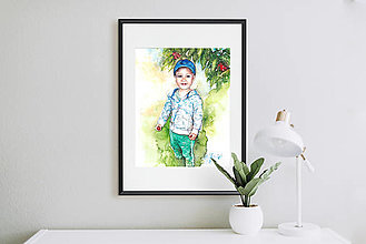 Obrazy - Akvarelový obraz na želanie - detský portrét (50x70 cm) - 12873029_