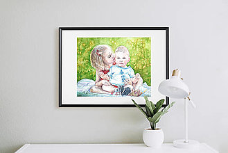 Obrazy - Akvarelový obraz na želanie - Detský portrét (50 x 70cm) - 12873189_