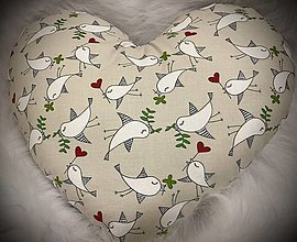 Úžitkový textil - Vankúš - Valentínske srdiečko- vtáčiky 2 - 12876406_