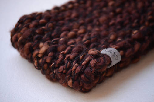 Čiapky, čelenky, klobúky - Čelenka CAROL, hnedá (bezšvová), 100% merino - 12874076_