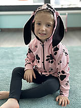 Detské oblečenie - Mikina ružová so zipsom a kapucňou s uškami - 12876290_