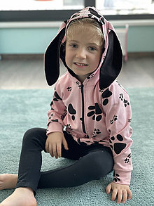 Detské oblečenie - Mikina ružová so zipsom a kapucňou s uškami - 12876290_