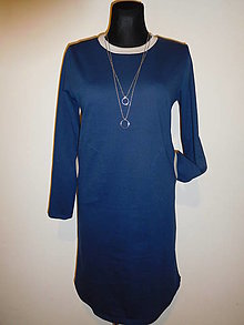 Šaty - Tmavě modré s béžovou - 12878228_