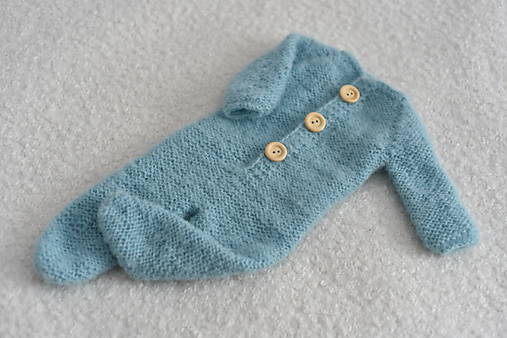 Detské oblečenie - Newborn overal s dlhými rukávmi a zatvorenými nôžkami (Svetlotyrkysový 15) - 12877385_