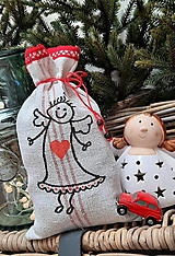 Úžitkový textil - Darčekové/ Valentínske/ Mikulášske/ Vianočné vrecúško_ Anjelik so srdiečkom - 12883266_