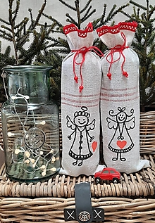 Úžitkový textil - Darčekové/ Valentínske/ Mikulášske/ Vianočné vrecúško_ aj na darovanie fľaše :-) - 12883452_