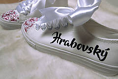 Ponožky, pančuchy, obuv - Svadobné topánočky s rôznofarebnými kamienkami a perličkami+ text - 12884644_