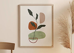 Obrazy - Abstraktný print s botanickým motívom - 12882752_