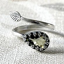Prstene - Simple Leaf Pear Tourmaline Ag925 Ring  / Strieborný prsteň s turmalínom verdelitom slza E002 - 12887308_
