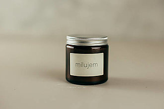 Sviečky - MILUJEM - Sójová sviečka Jemnô 90g v tmavom skle - 12887049_