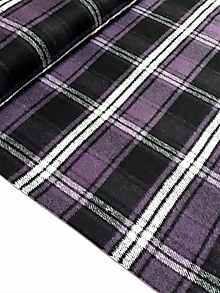 Textil - Flauš káro (čierno-bielo-fialová) - 12889822_