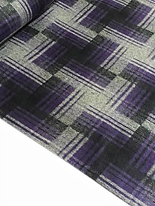 Textil - Flauš káro (čierno-sivo-fialová) - 12889829_