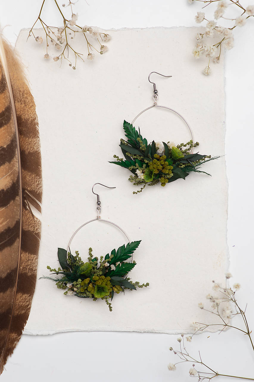 Kvetinové kruhové náušnice "vôňa trávy"