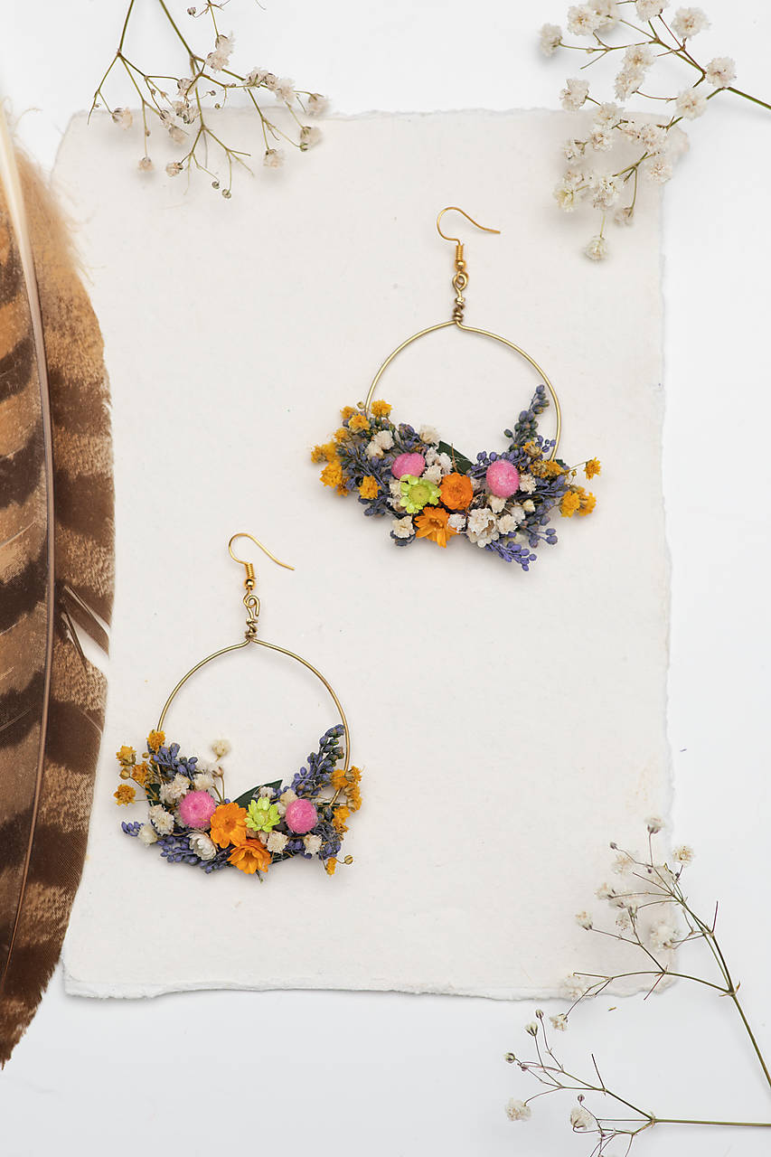 Kvetinové kruhové náušnice "krása lúky"