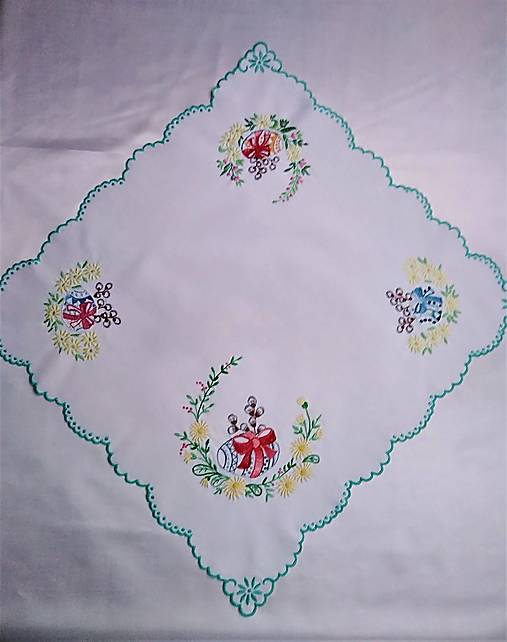 Úžitkový textil - Veľkonočná dečka ručne vyšívaná PS10 štvorec 60x60cm - 12889849_