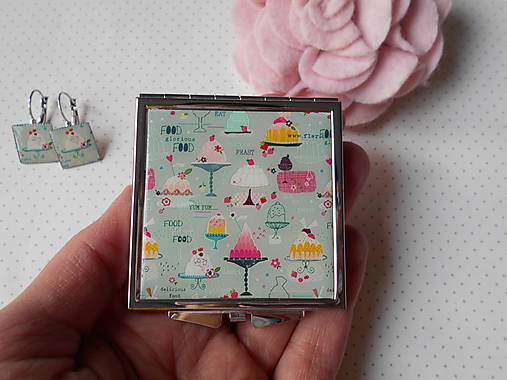 Zrkadielka - V cukrárni (zrkadielko + náušničky) - 12893697_