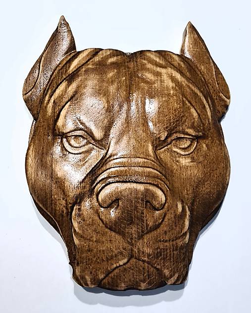 Dekorácie - Drevorezba Pitbull - 12893469_