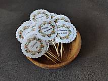 Dekorácie - Kvetované zápichy do svadobných koláčov (hladký okraj) - 12890539_