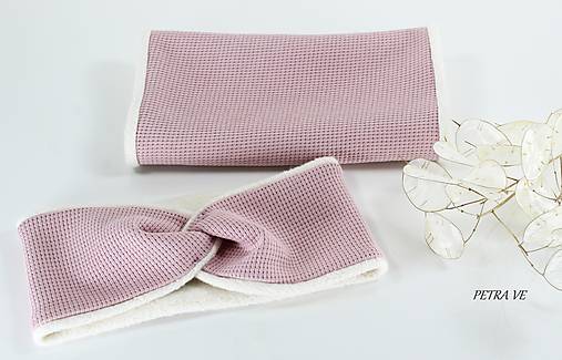 Čiapky, čelenky, klobúky - Hrejivý set - WAFFLE, detský aj dámsky - 12892973_