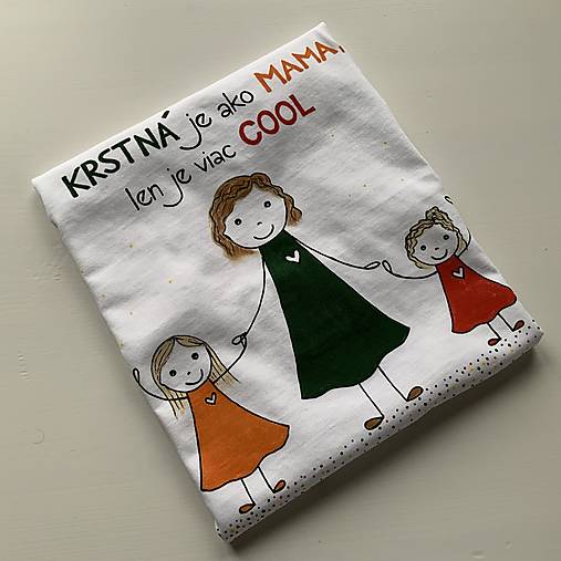 Originálne maľované tričko s 3 postavičkami (krstná + 2 dievčatá)