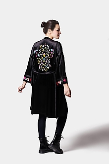 Svetre a kardigány - Zamatový kabátik kimono - 12896243_