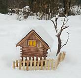 Dekorácie - Zimná 3D minikrajinka s chalúpkou - 12896781_