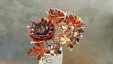 Dekorácie - Krásna kytica kvetov z medi - 12900073_