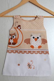 Detské oblečenie - dievčenské šaty so sovičkami 86 - 12900219_
