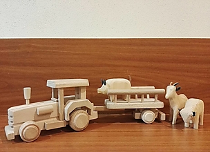 Hračky - Traktor s rebrinový vozíkom - 12904983_