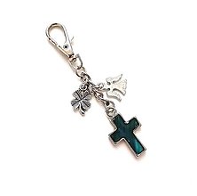 Kľúčenky - Kľúčenka "kríž" s mušľou PAUA - 12904051_